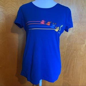 Pacman Blue Short Sleeve Video Game T-Shirt Tee